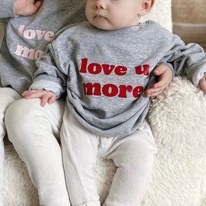 Toddler Valentine’s Day sweatshirt (red writing)